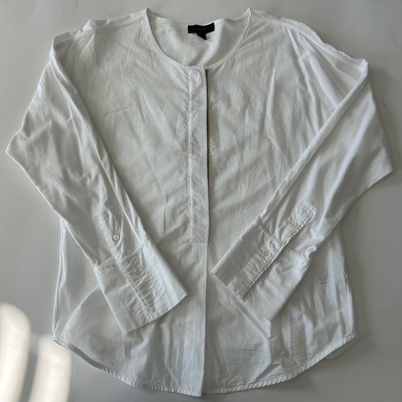 J. Crew Tops - J.Crew Women's White Blouse w/ Gold Trim 100% cotton Size S Excellent Condition